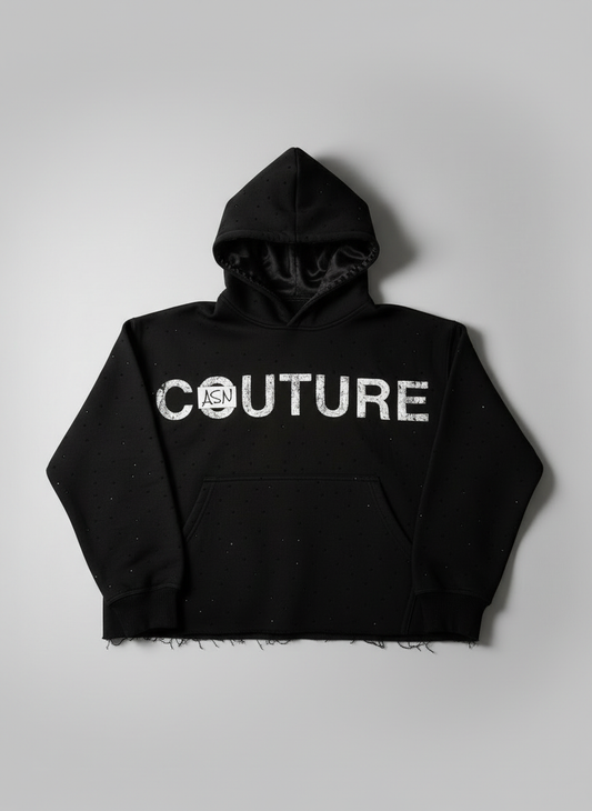 CONTRAST CROPPED HOODIE front - editorial background